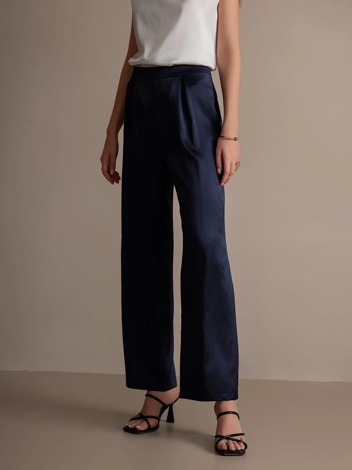 19Momme Silk Relaxed Wide Leg Pants