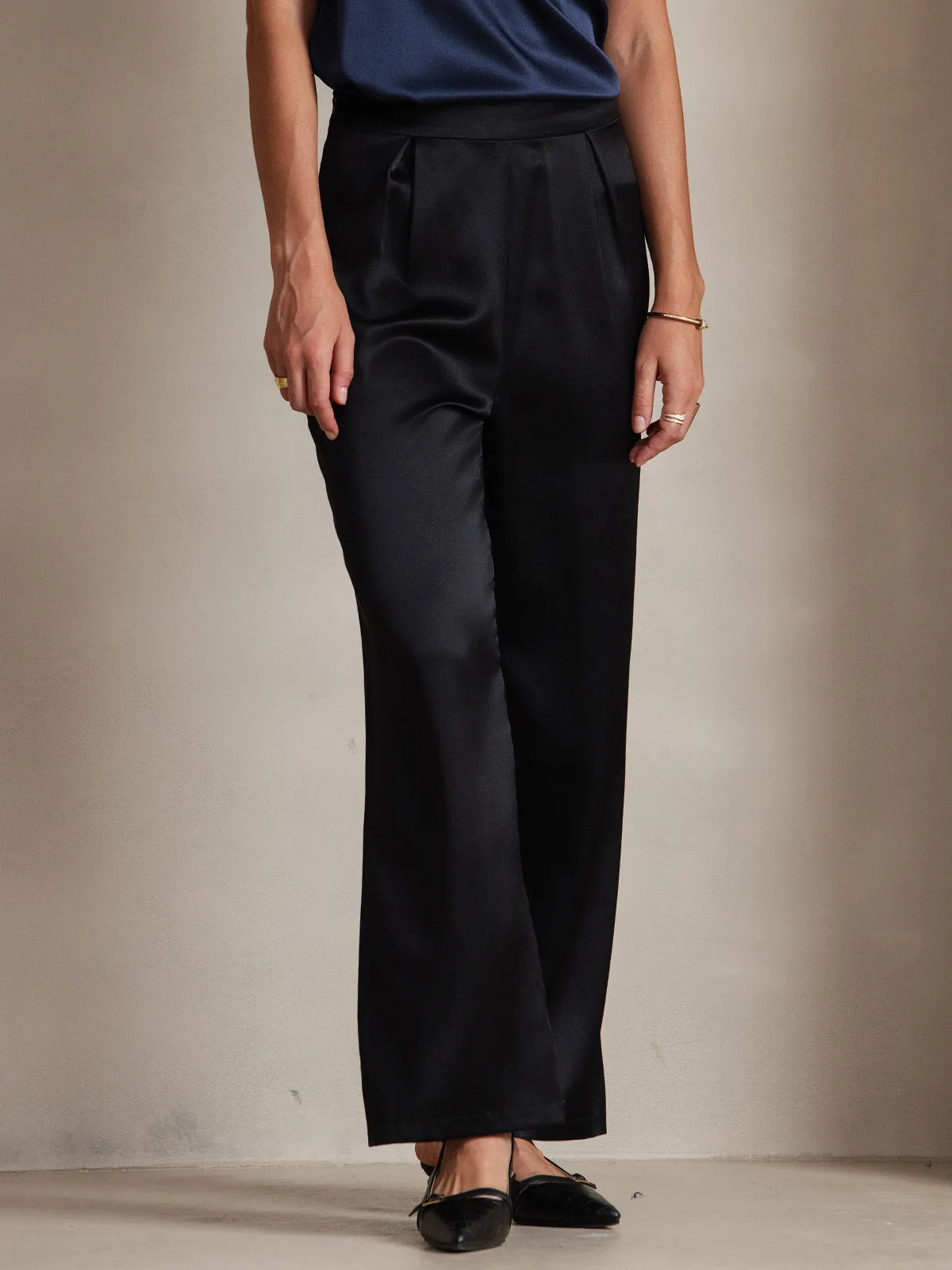 19Momme Silk Relaxed Wide Leg Pants