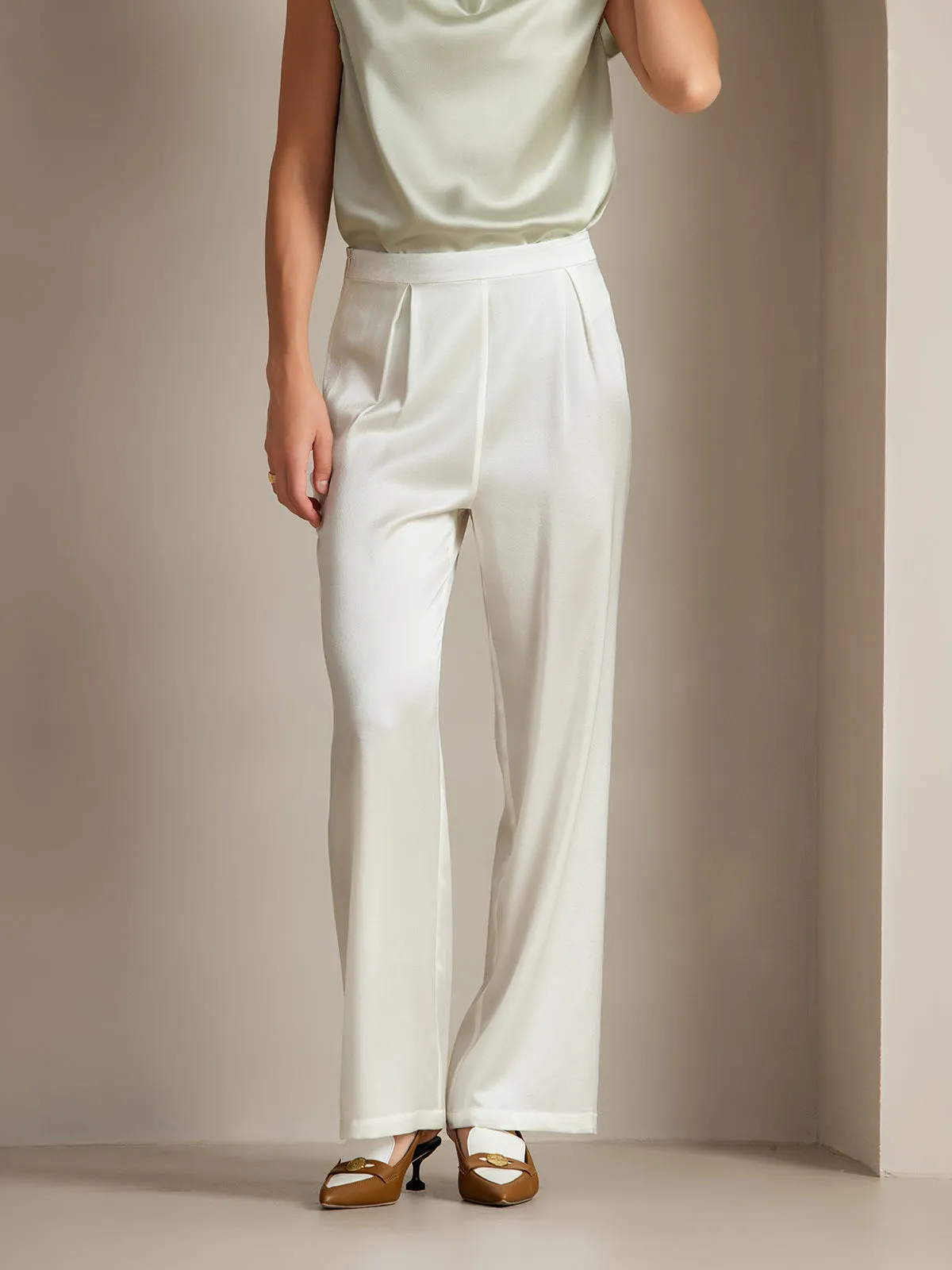 19Momme Silk Relaxed Wide Leg Pants