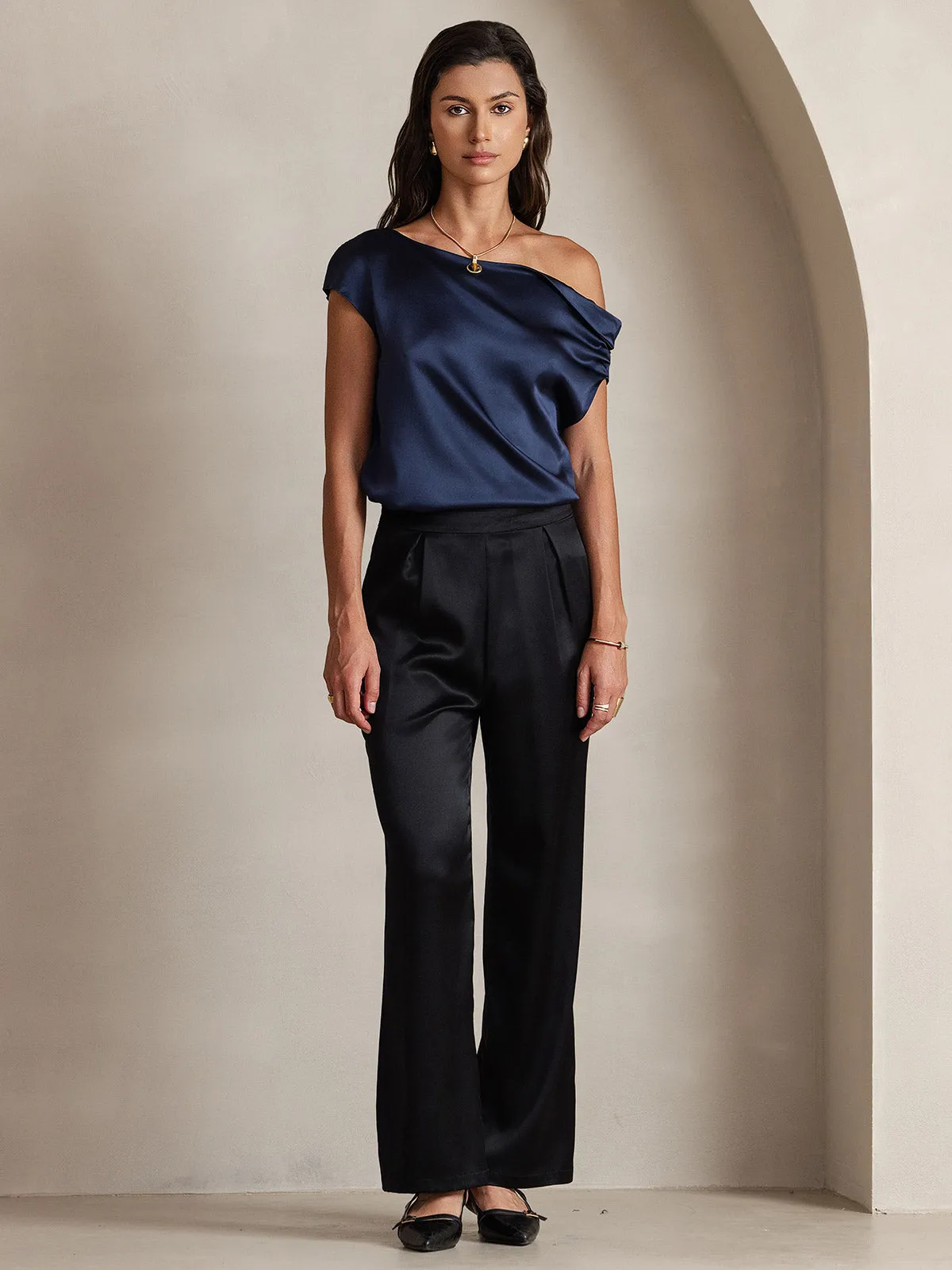 19Momme Silk Relaxed Wide Leg Pants