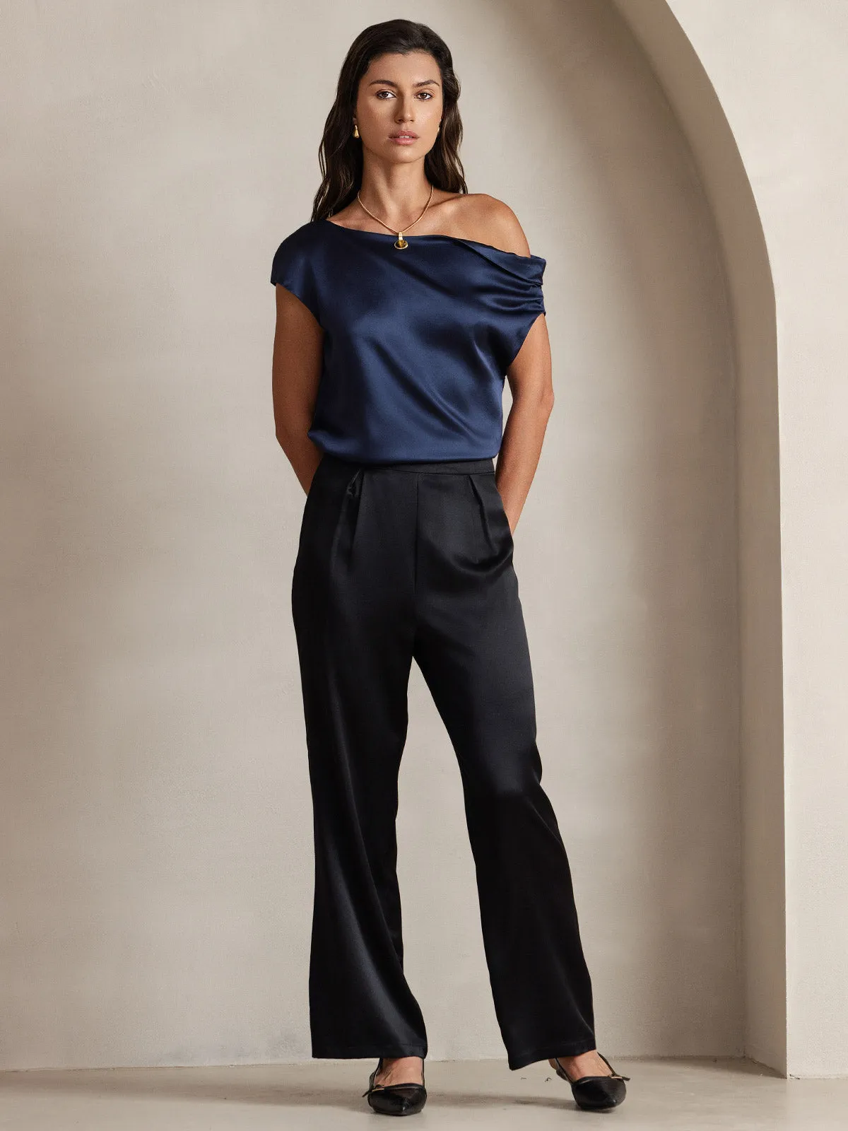 19Momme Silk Relaxed Wide Leg Pants