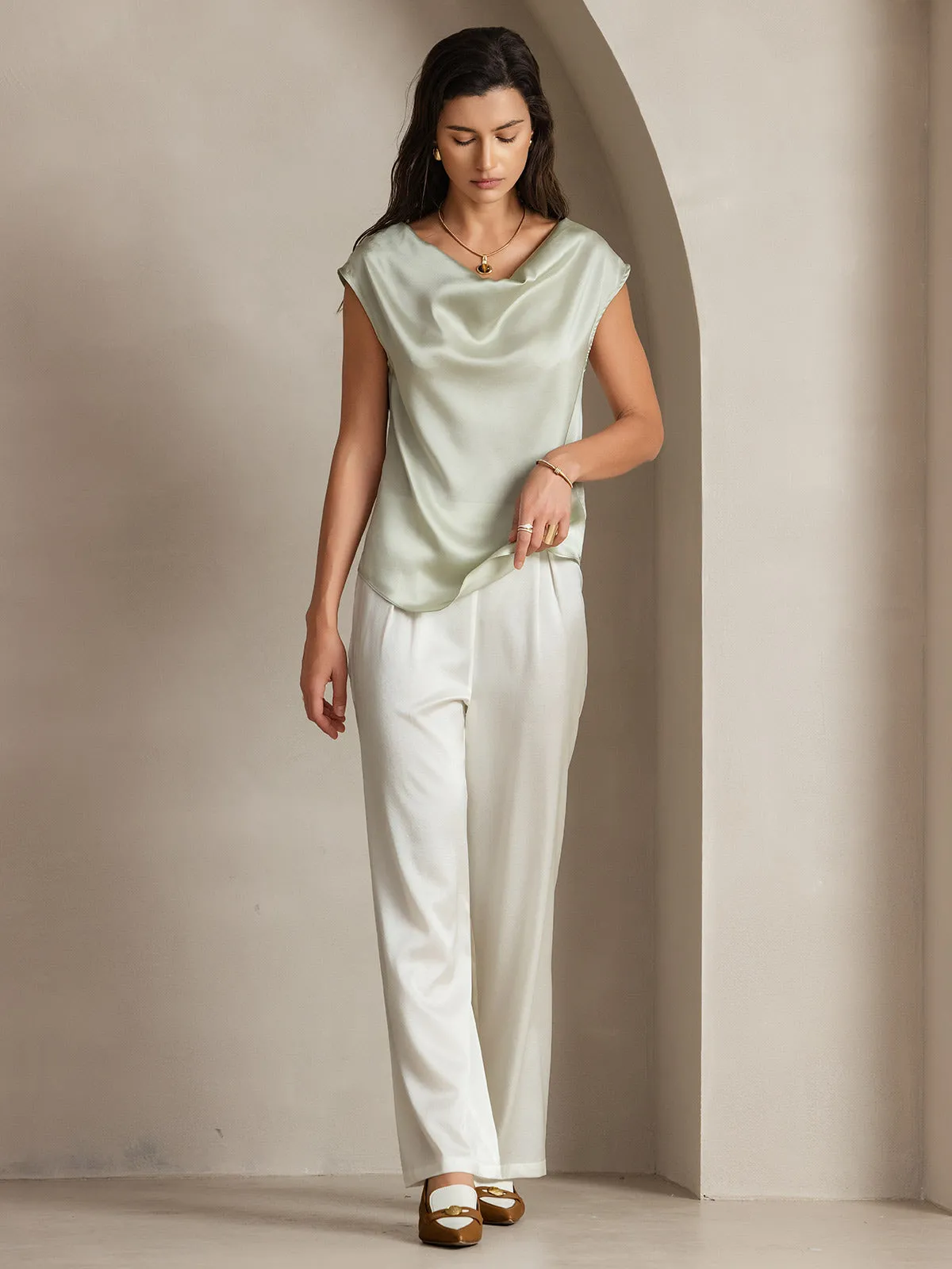 19Momme Silk Relaxed Wide Leg Pants