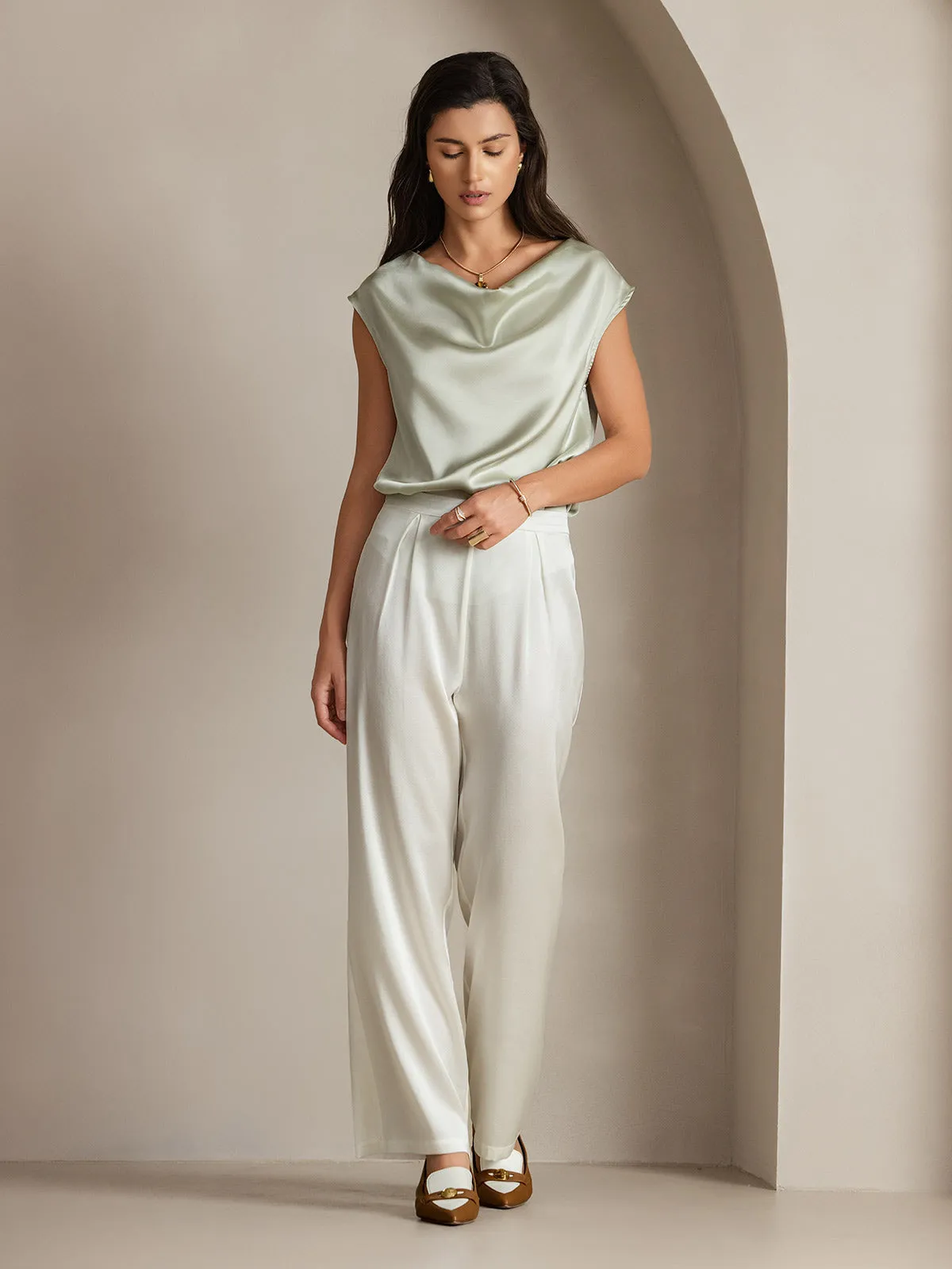 19Momme Silk Relaxed Wide Leg Pants