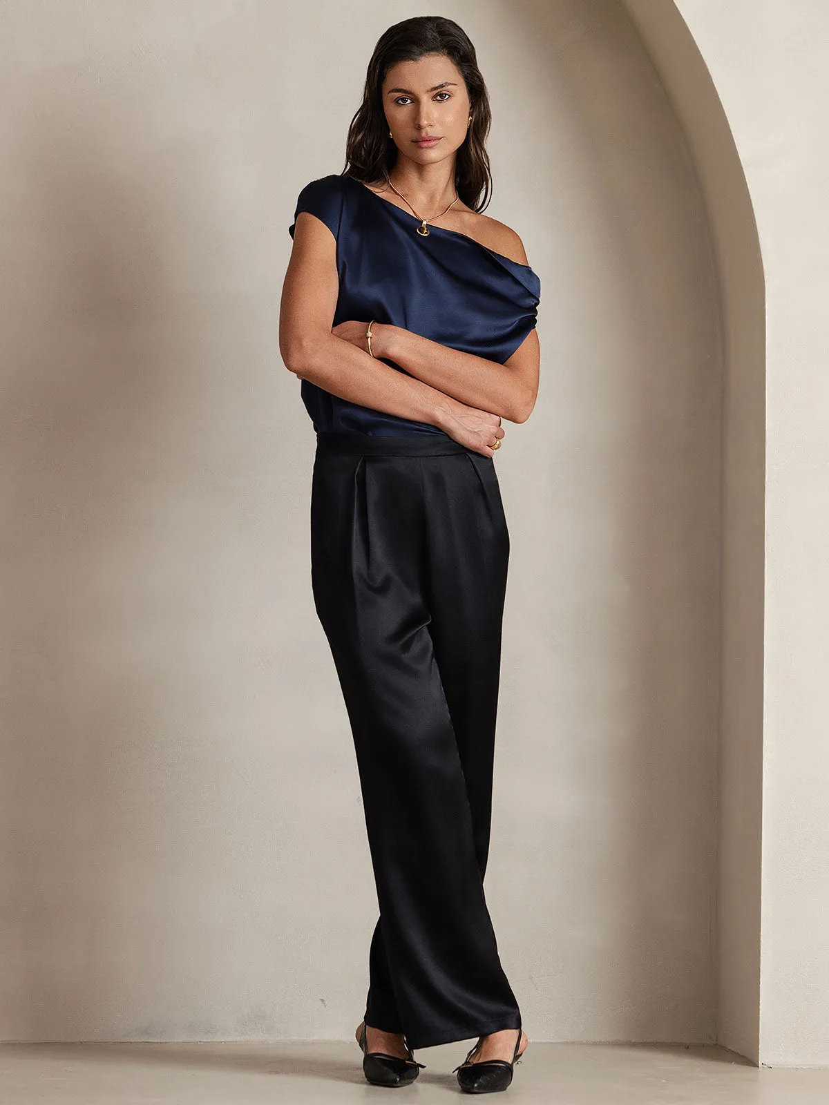 19Momme Silk Relaxed Wide Leg Pants
