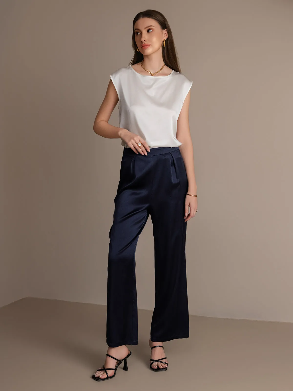 19Momme Silk Relaxed Wide Leg Pants