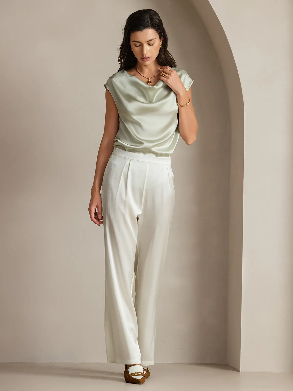 19Momme Silk Relaxed Wide Leg Pants