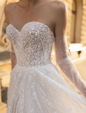 Aliana  Beautiful Off-Shoulder With Gloves White Wedding Dress