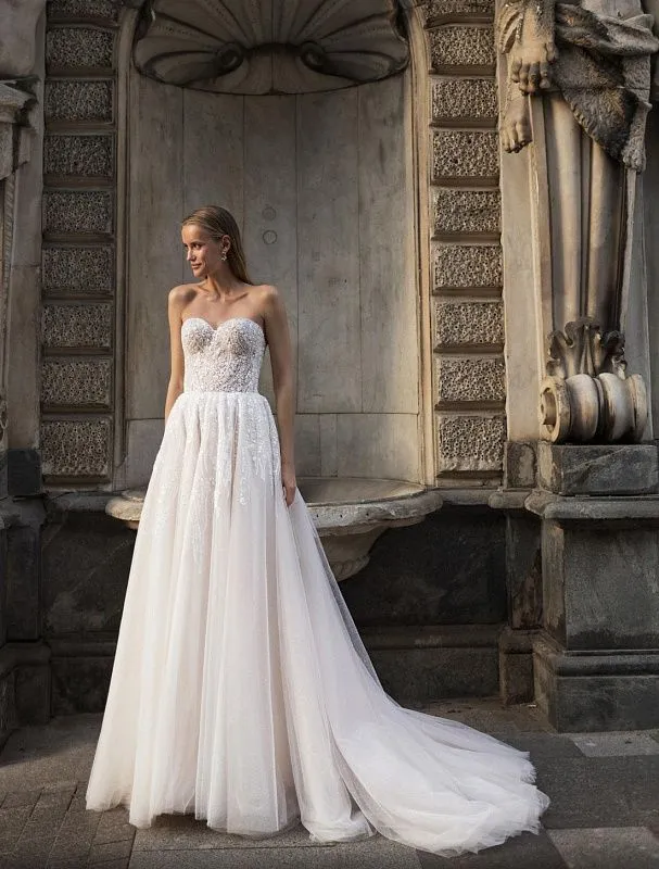 Aliana  Beautiful Off-Shoulder With Gloves White Wedding Dress