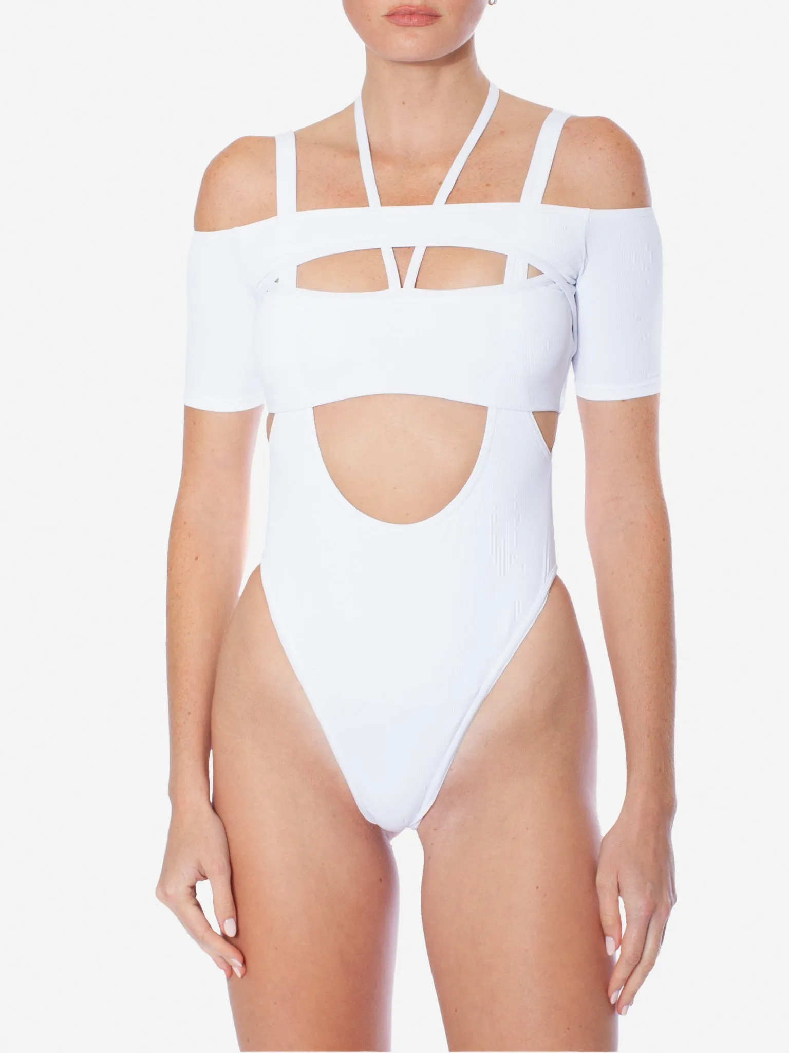 ANDREADAMO Swimsuit With Crop T-shirt and Strappy Details
