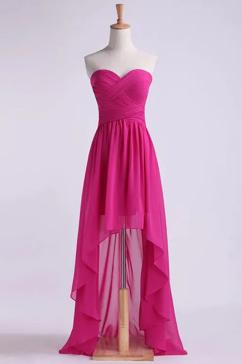 Asymmetrical Party Dresses Sweetheart Chiffon Off Shoulder Solid Color