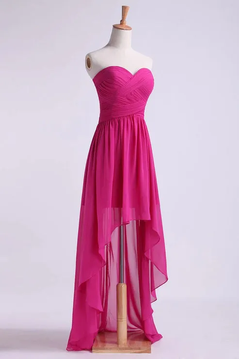 Asymmetrical Party Dresses Sweetheart Chiffon Off Shoulder Solid Color