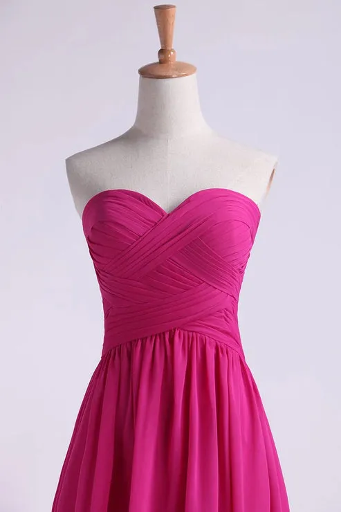 Asymmetrical Party Dresses Sweetheart Chiffon Off Shoulder Solid Color