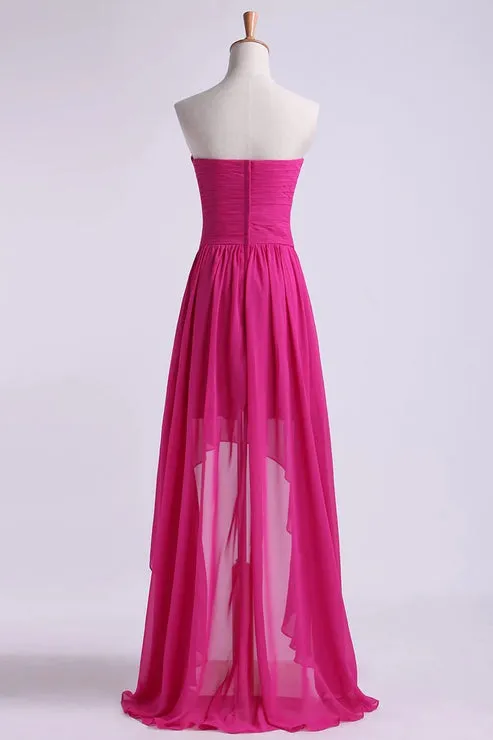 Asymmetrical Party Dresses Sweetheart Chiffon Off Shoulder Solid Color