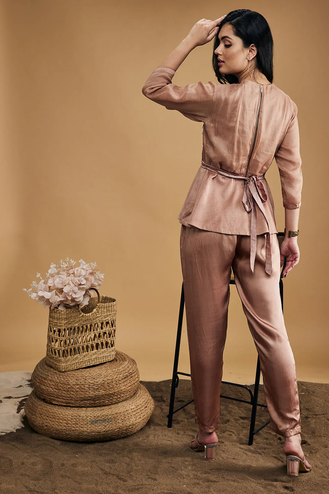 Azra Embellished Peplum Top And Pants