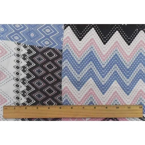 Black/Pink/Multi Chevron Patch Printed Chiffon Woven Fabric
