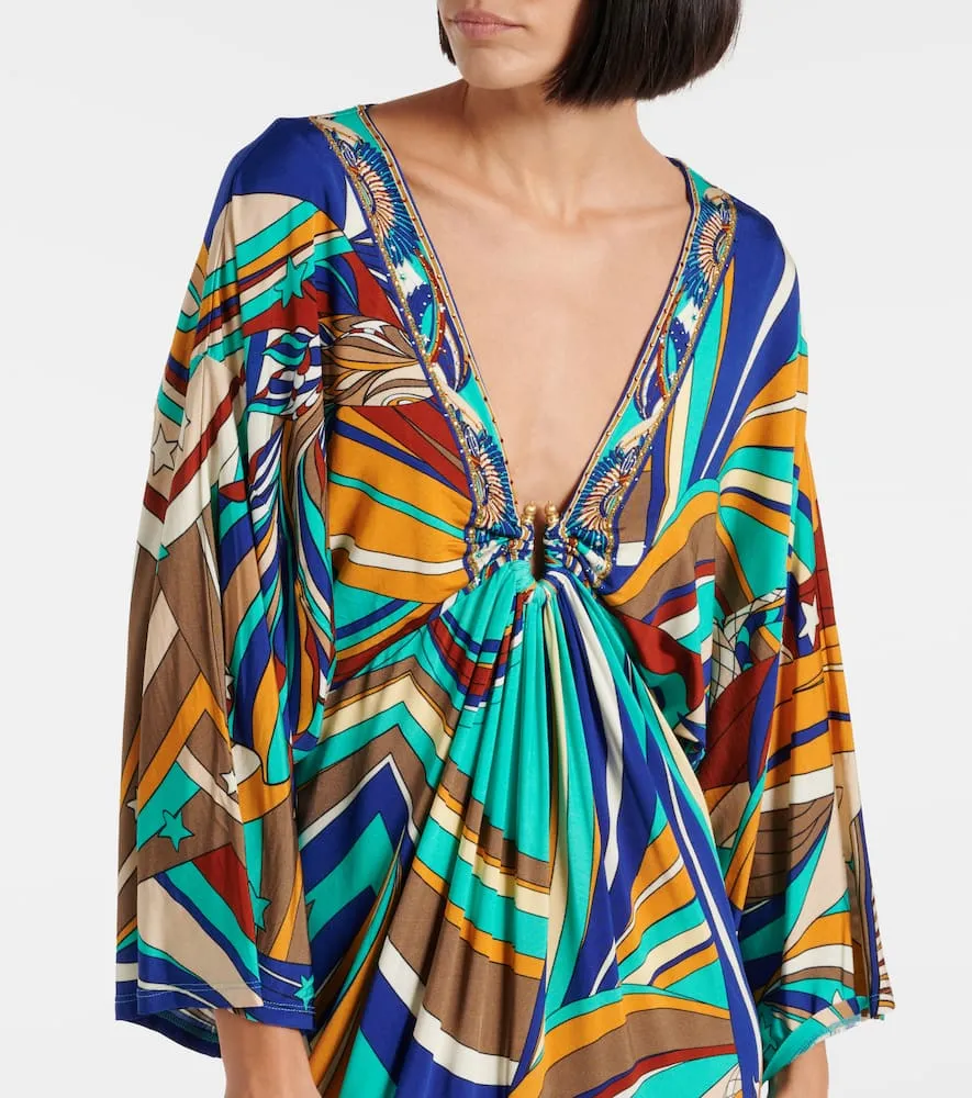 Camilla Draped printed jersey maxi dress