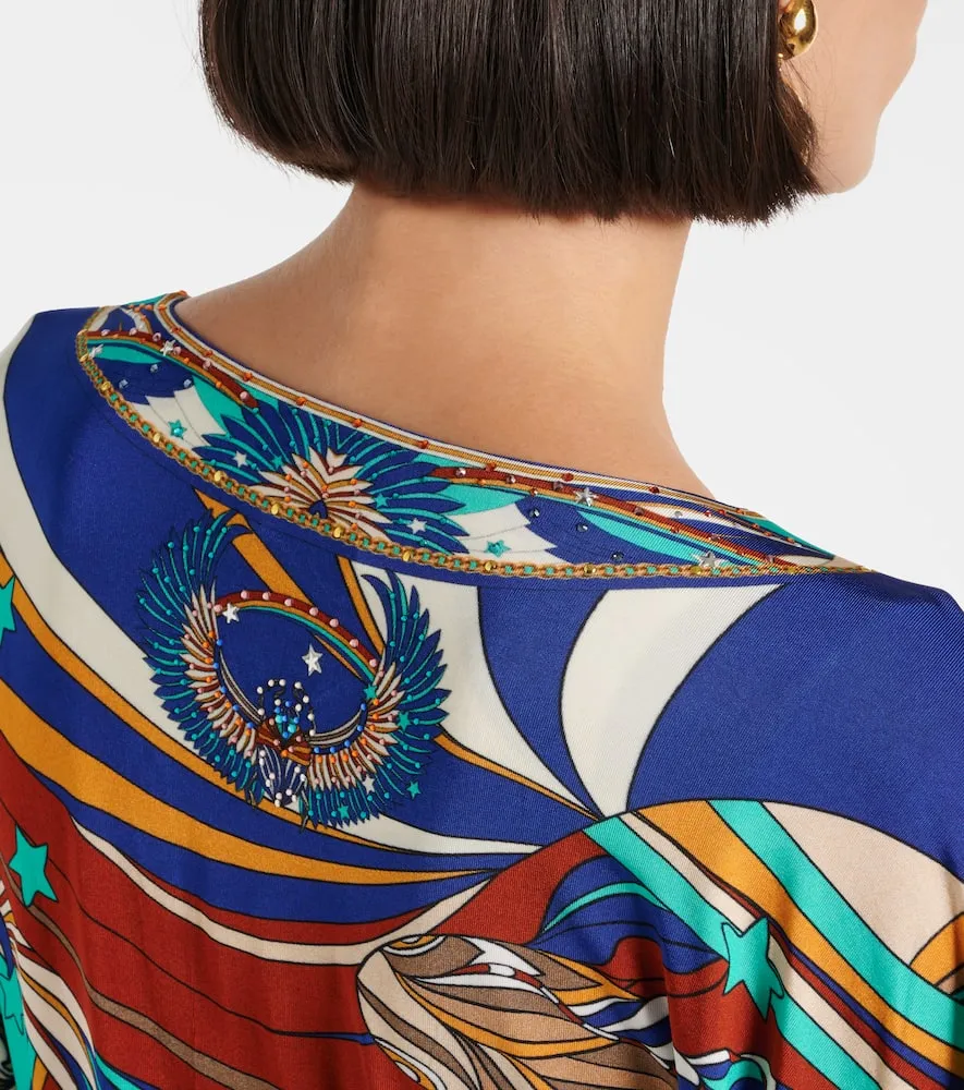 Camilla Draped printed jersey maxi dress