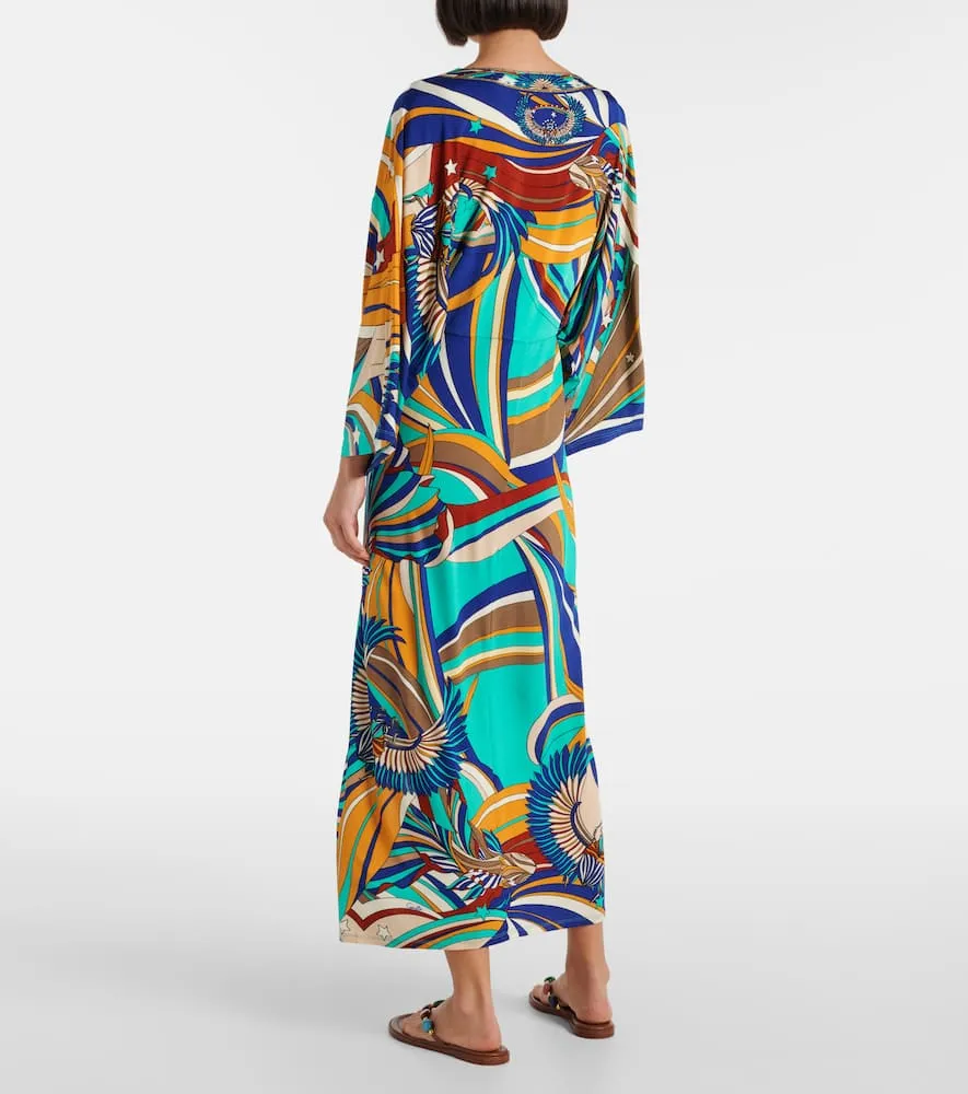 Camilla Draped printed jersey maxi dress