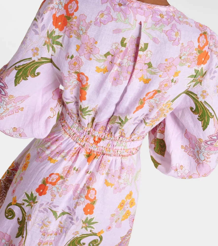 Camilla Embellished floral linen maxi dress