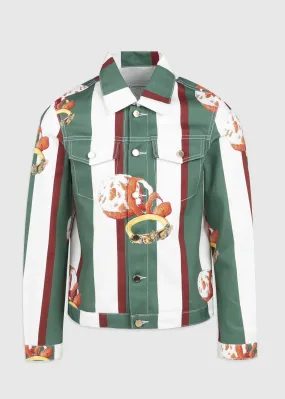 CASABLANCA: PRINTED DENIM JACKET [GREEN]