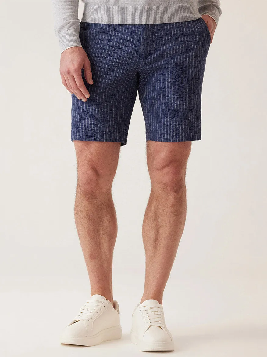 DEKE Oasis Bermuda Supernatural Seersucker in Indigo Heather Pinstripe