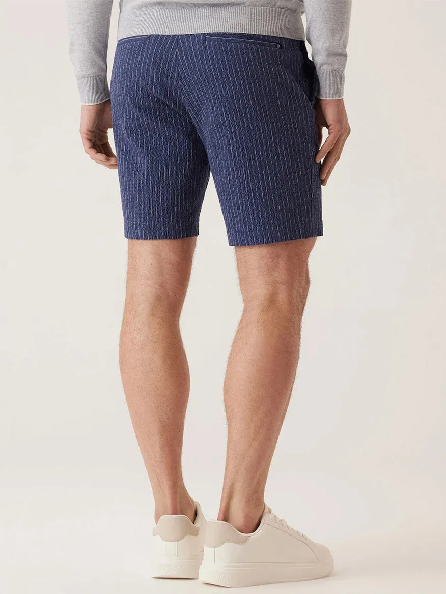 DEKE Oasis Bermuda Supernatural Seersucker in Indigo Heather Pinstripe