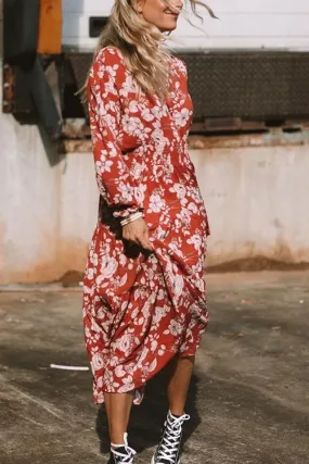 Floral Long Sleeve Loose Maxi Dress