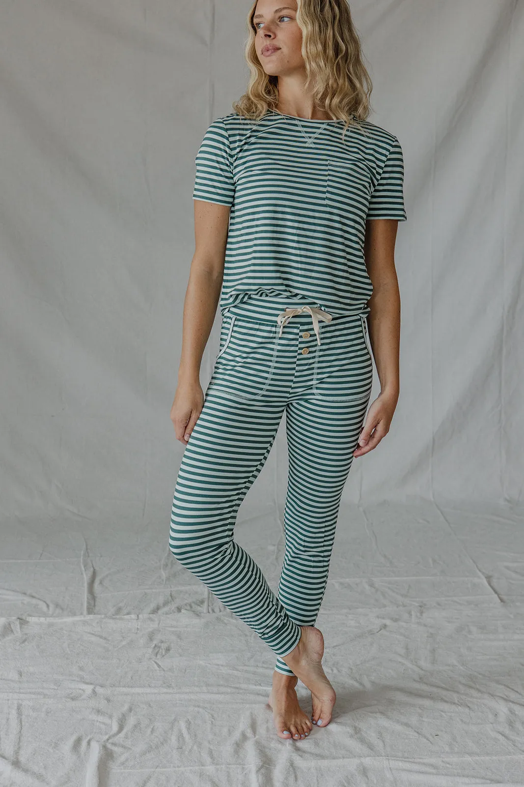 JAM PANTS SET| Cooling Oasis & Bistro Green Stripe