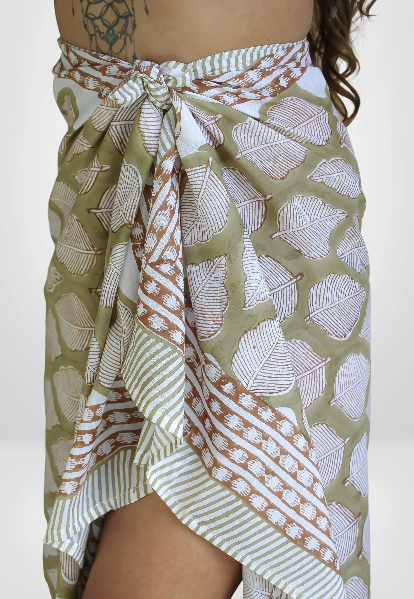Khaki All Over Leaves Beach Wrap