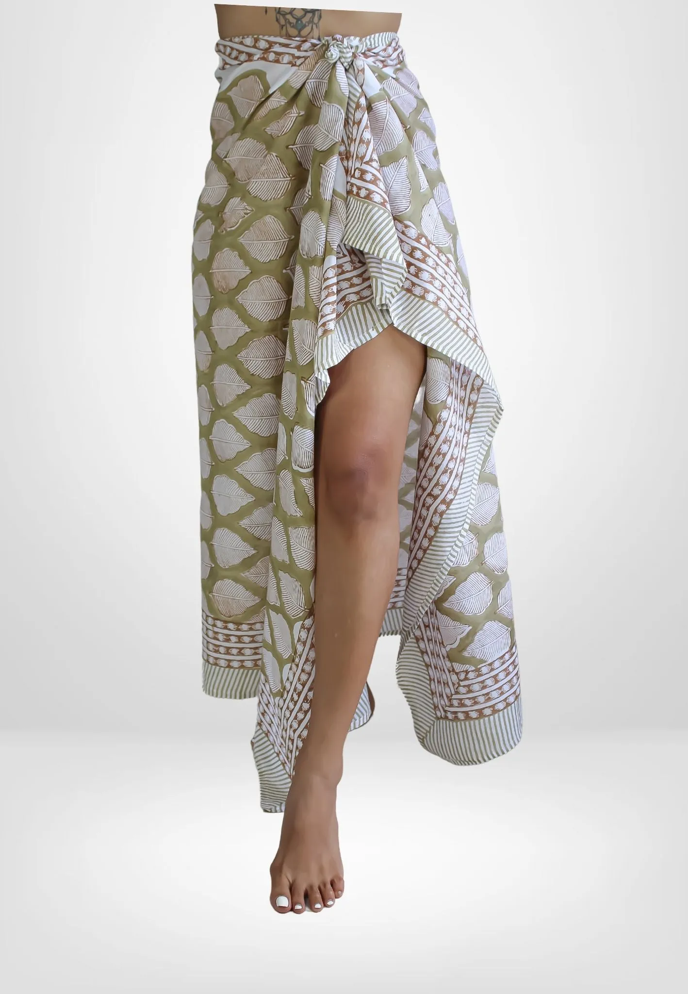 Khaki All Over Leaves Beach Wrap
