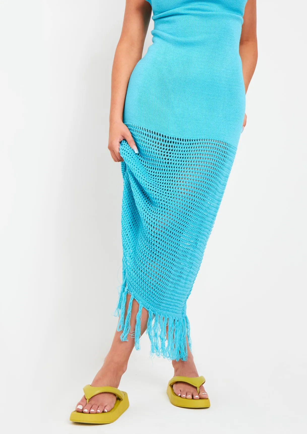 Kia Blue Knitted Maxi Dress