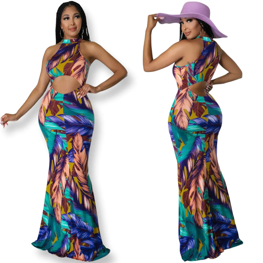 Leaf maxi dress