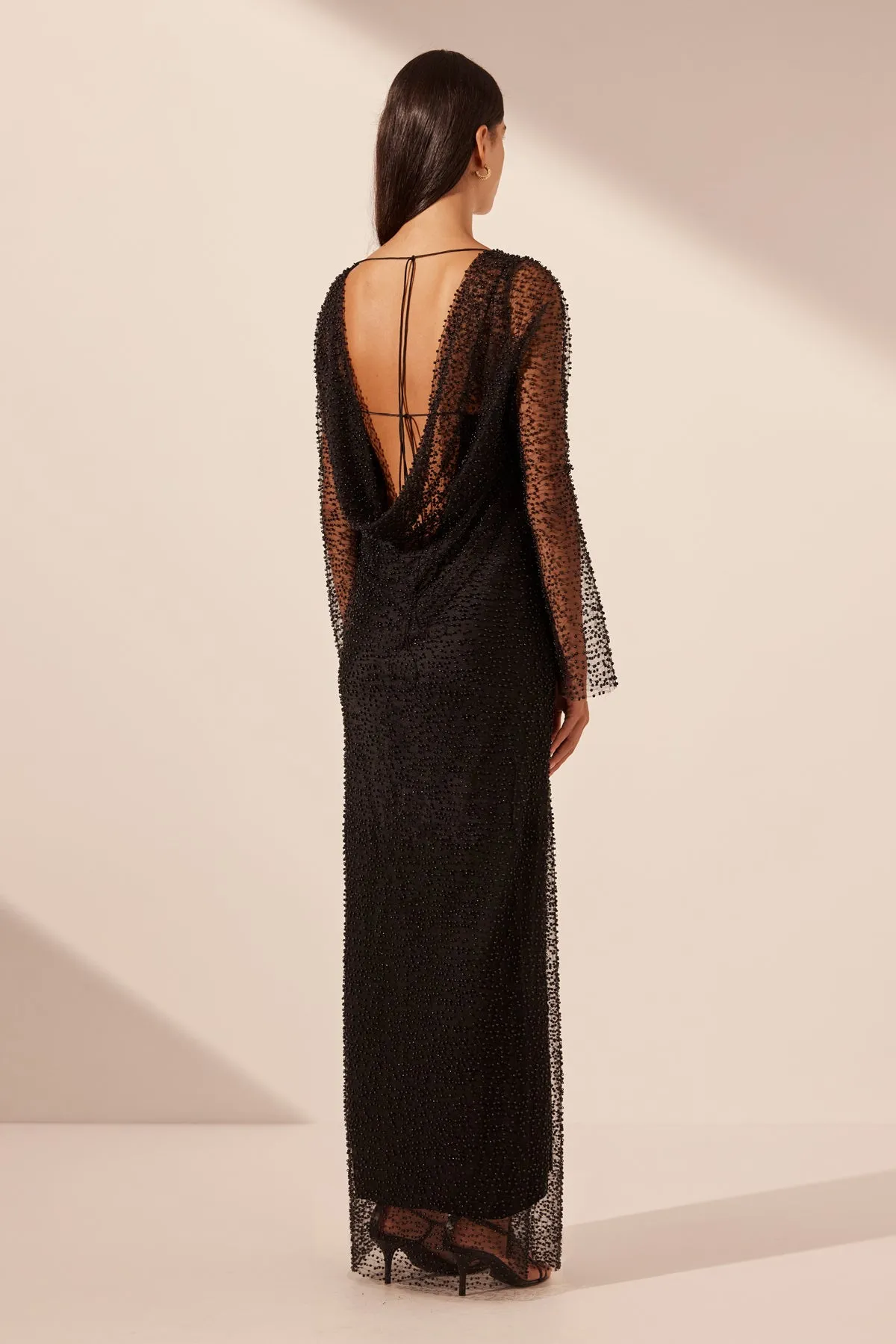 MONA COWL BACK MAXI DRESS - BLACK