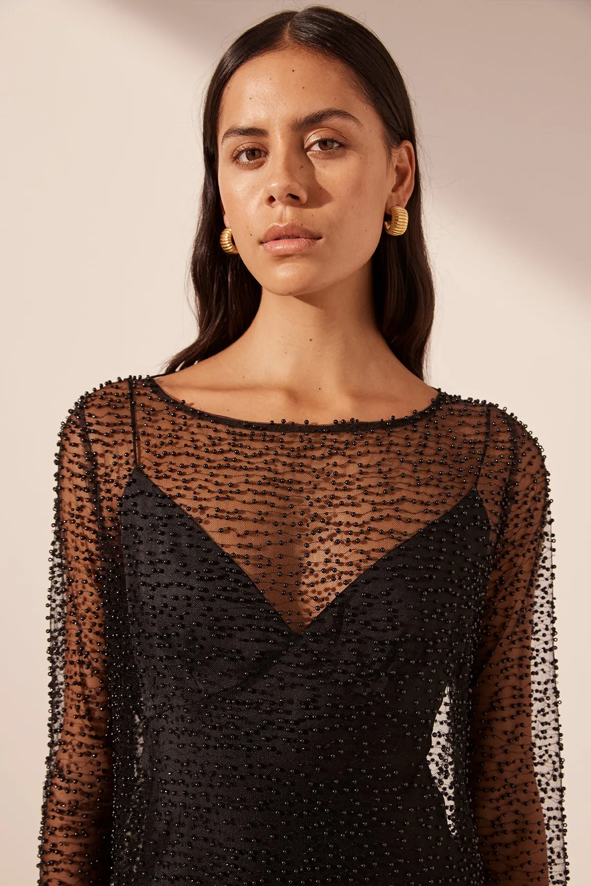 MONA COWL BACK MAXI DRESS - BLACK