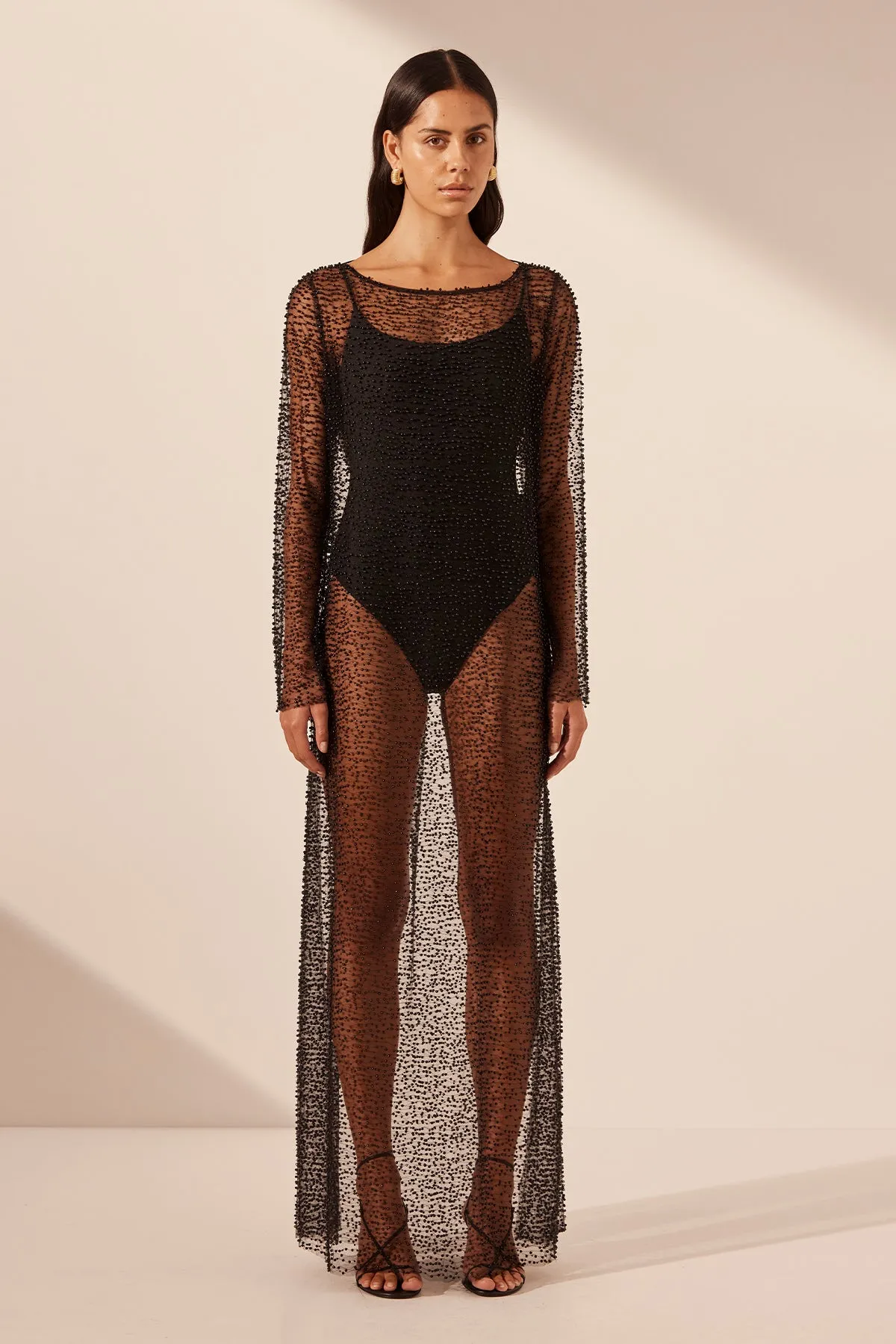 MONA COWL BACK MAXI DRESS - BLACK