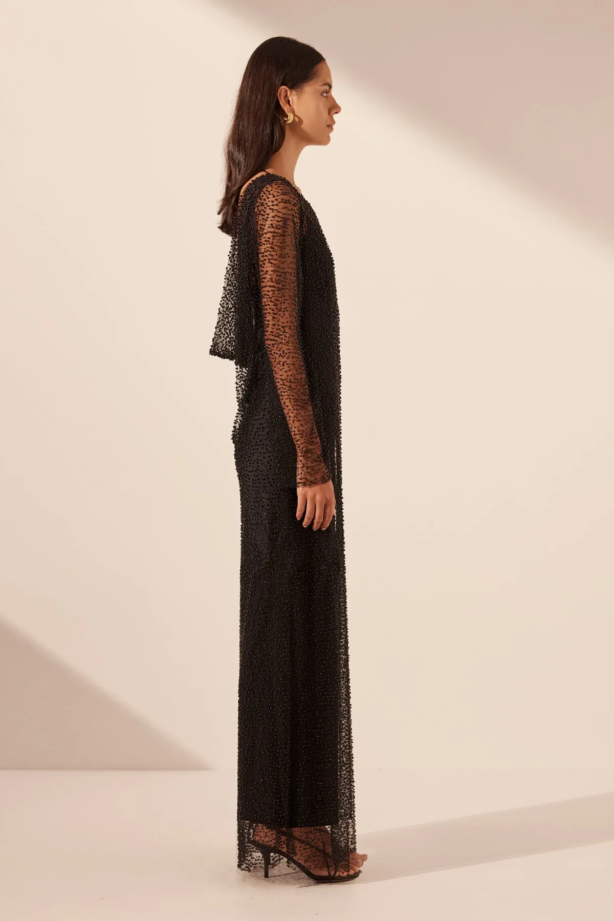 MONA COWL BACK MAXI DRESS - BLACK