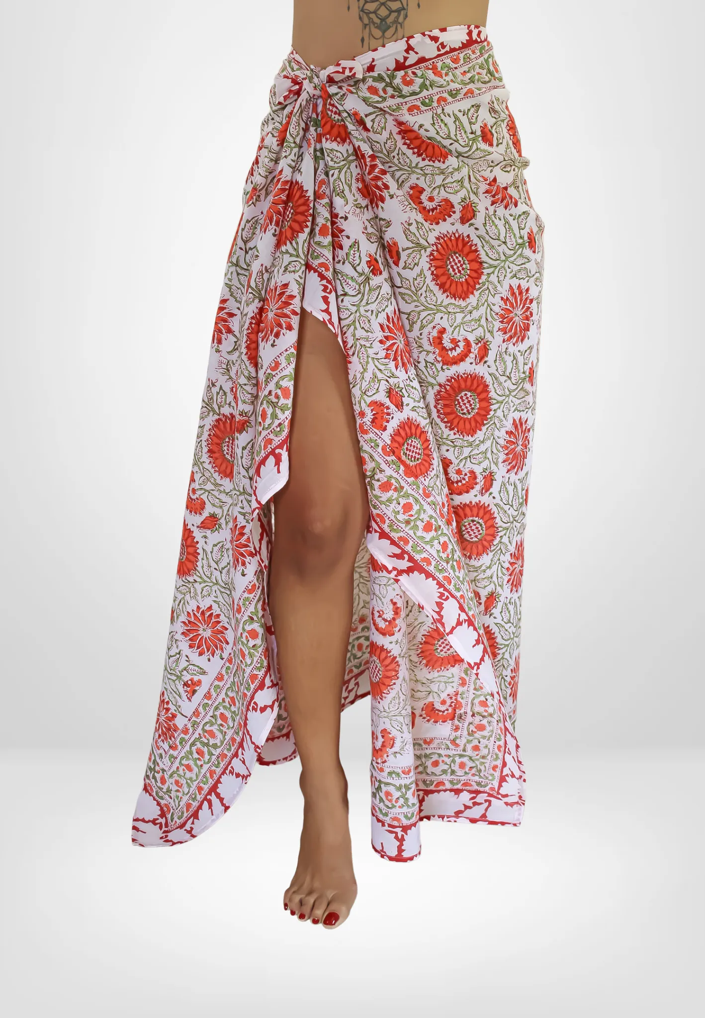 Orange Sunflower Beach Wrap