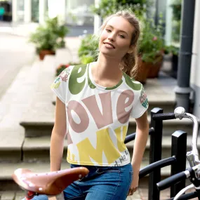 Peace Love & Mud "No Mud No Lotus" All-Over Print Crop Tee