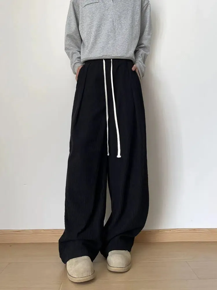 Relaxed Fit Pleated Drawstring Pants