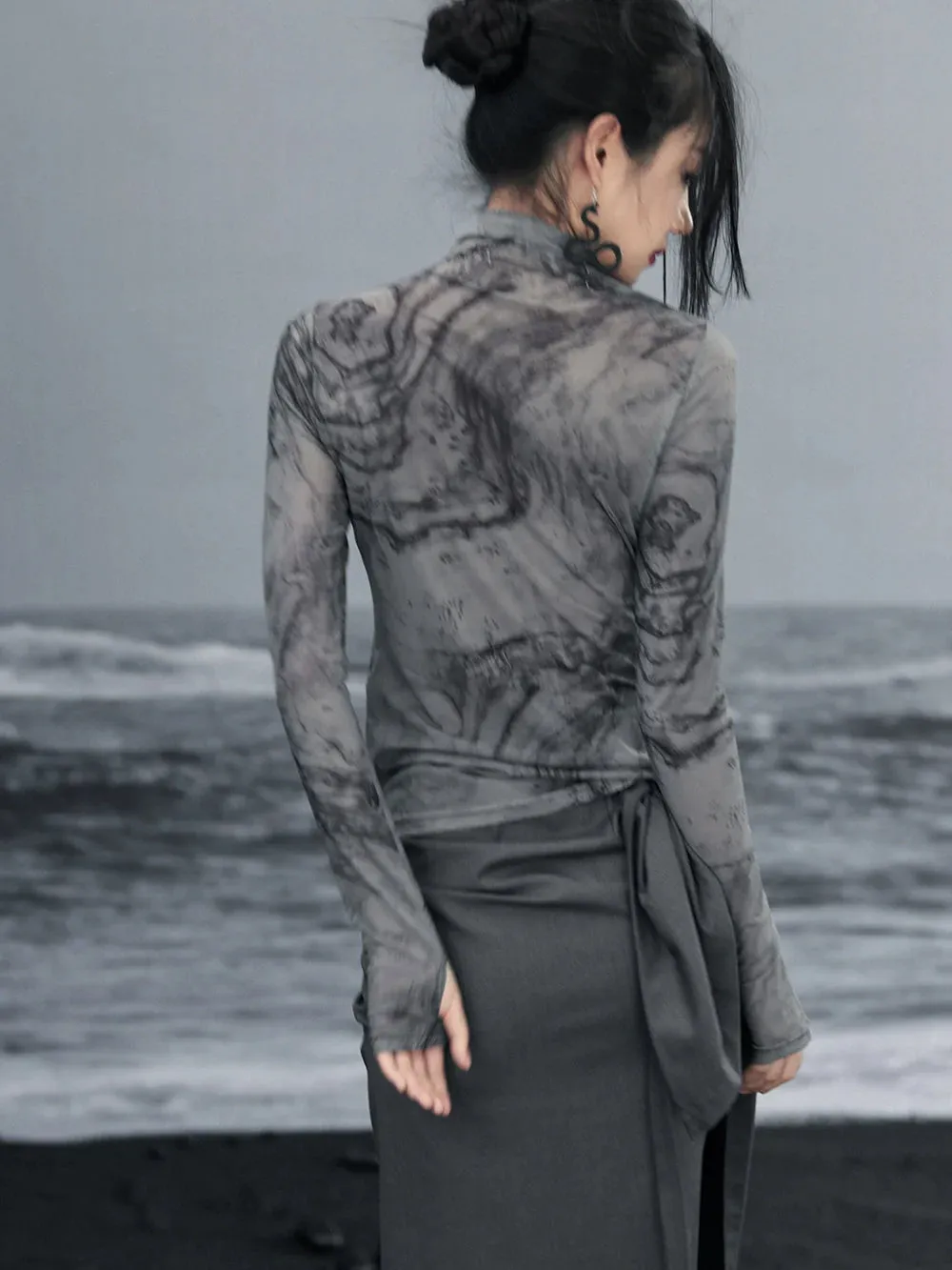 Retro Dark Sheer Sheer Top
