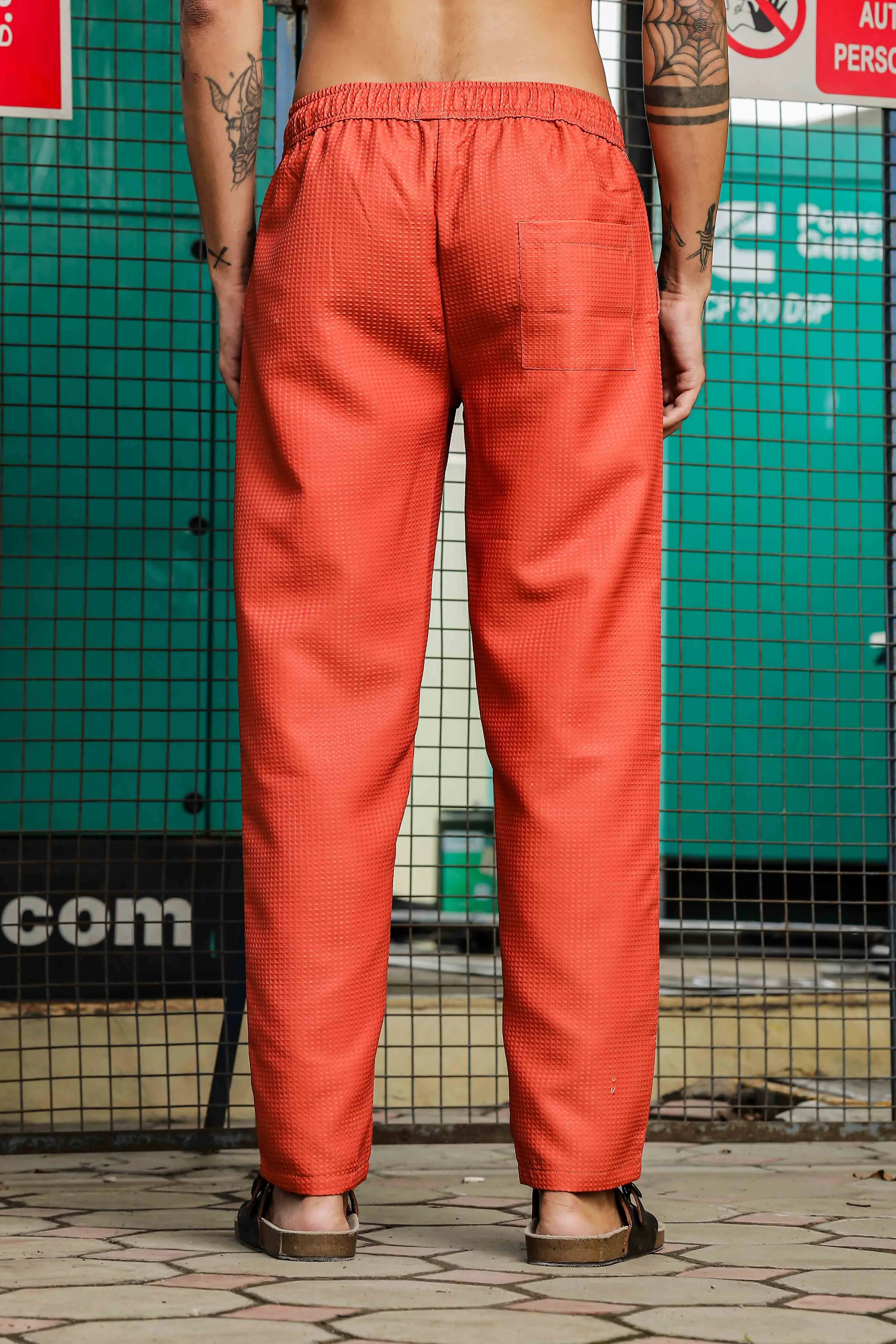 Rust Textured Relaxed Fit All Day Pants