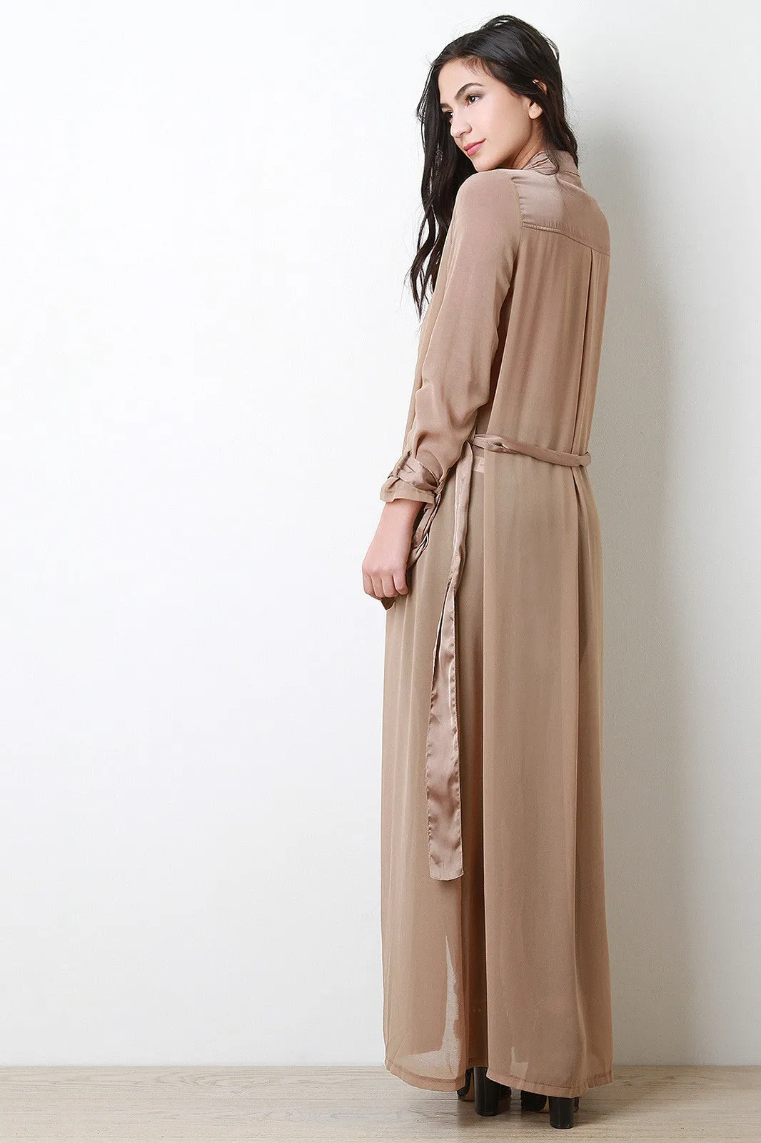 Side Zipper Longline Sheer Jacket