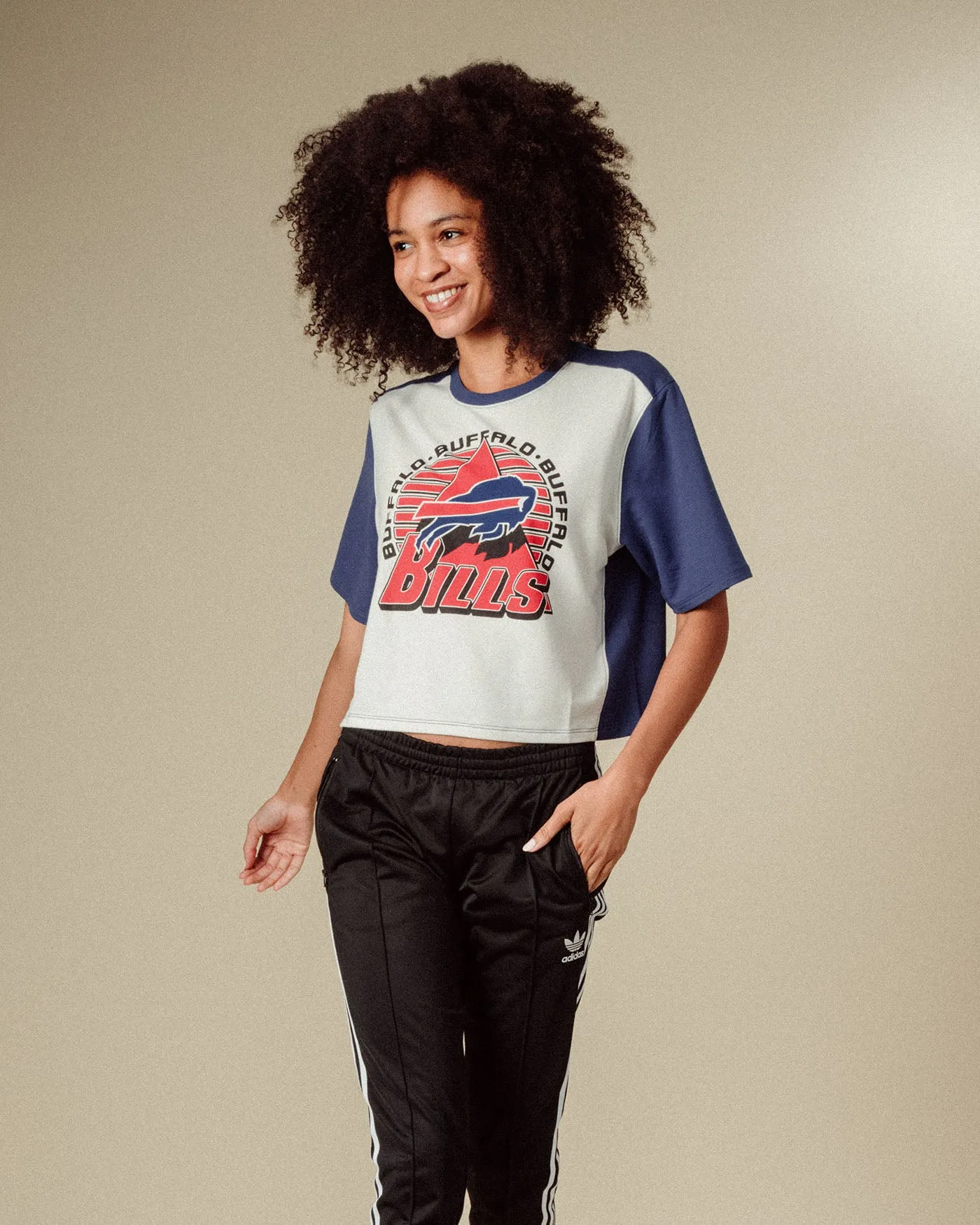 Women's Buffalo Bills Color Block Crop Tee