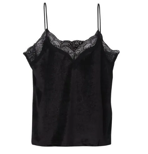 Women's Lace Velvet Cropped Top