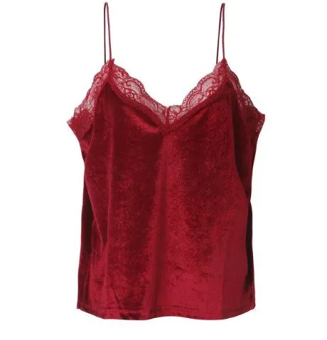 Women's Lace Velvet Cropped Top